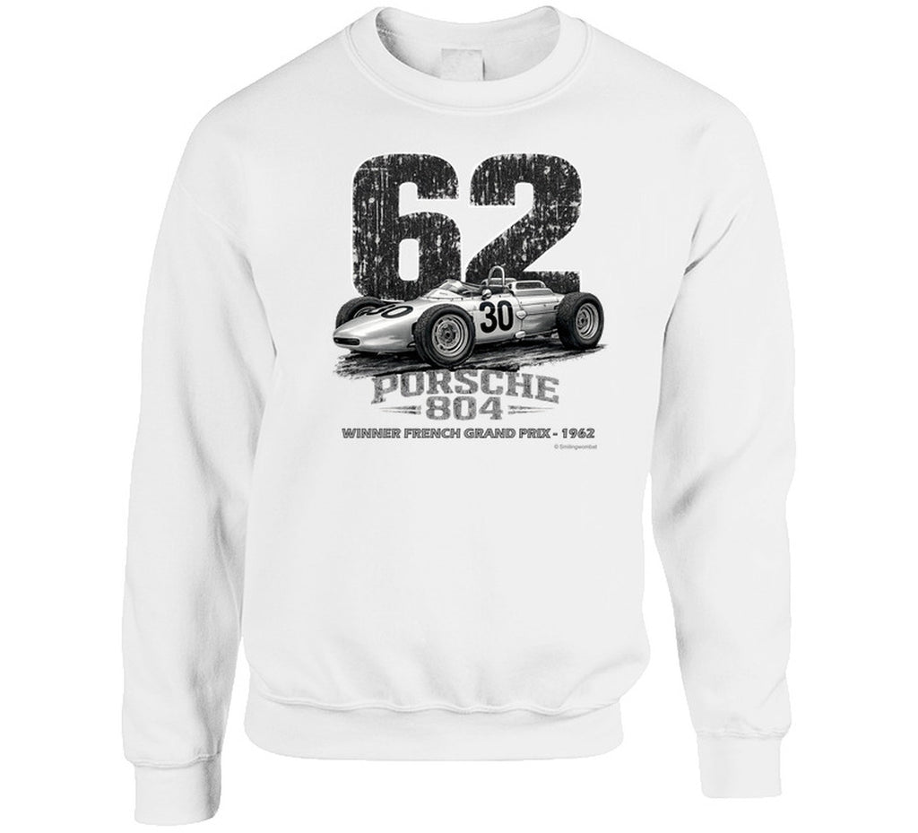 1962 Porsche 804 Formula 1 vintage racing sweatshirt in white