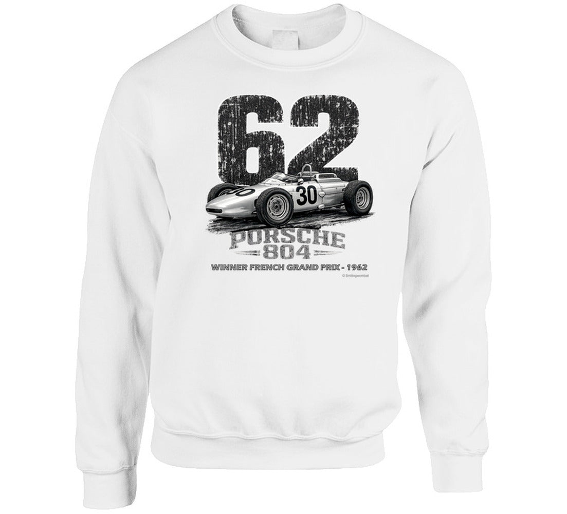 1962 Porsche 804 Formula 1 vintage racing sweatshirt in white
