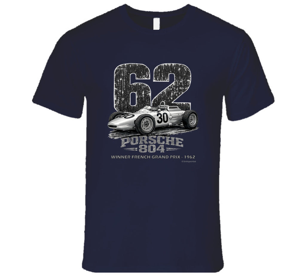 Porsche 804 1962 French Grand Prix vintage t-shirt in navy