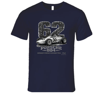 Porsche 804 1962 French Grand Prix vintage t-shirt in navy