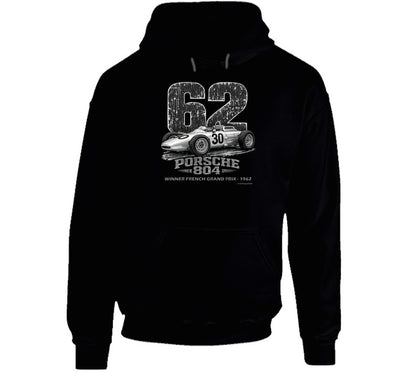 Porsche 804 F1 distressed graphic hoodie in black