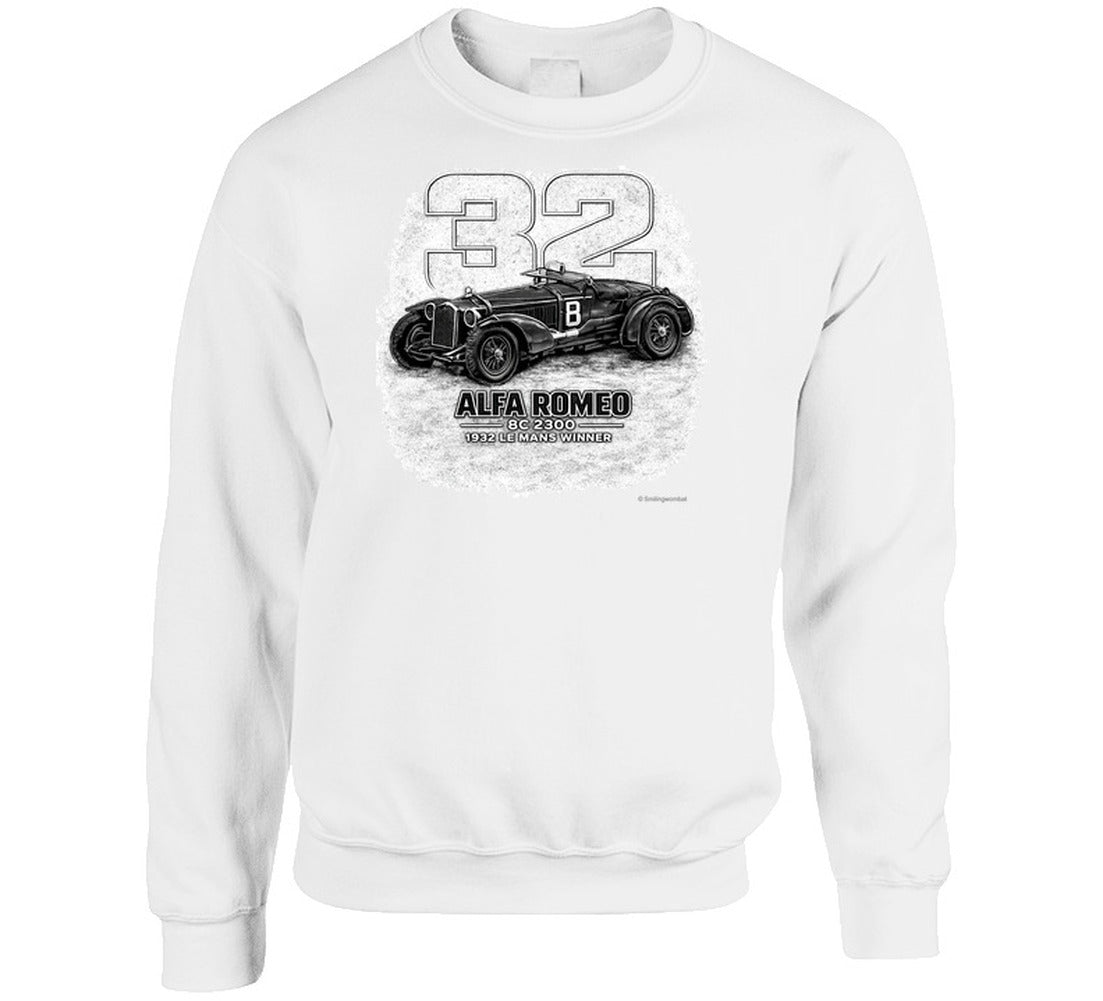 1932 Alfa Romeo vintage car sweatshirt in white