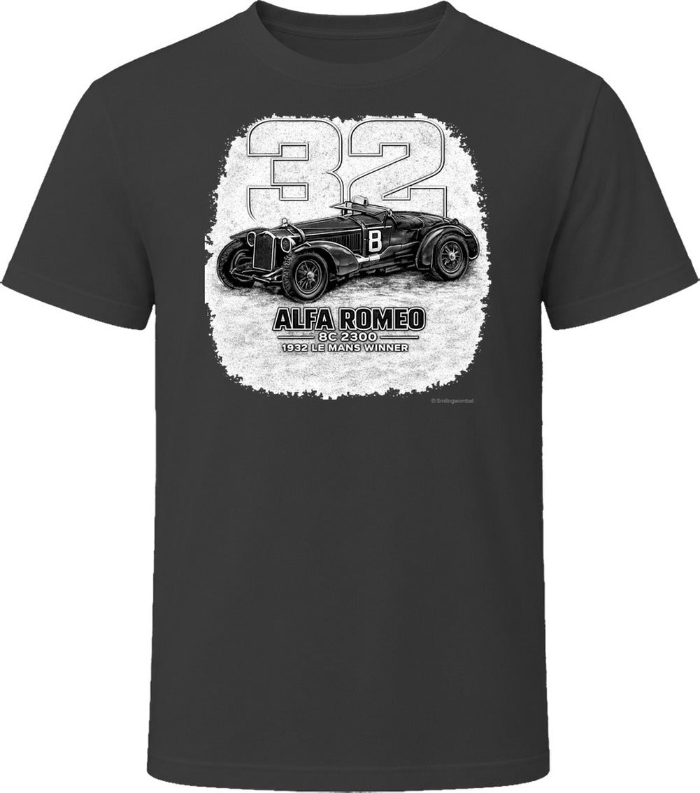 1932 Alfa Romeo classic car distressed tee in black