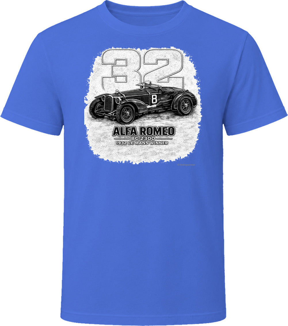 1932 Alfa Romeo distressed car shirt in royal blue