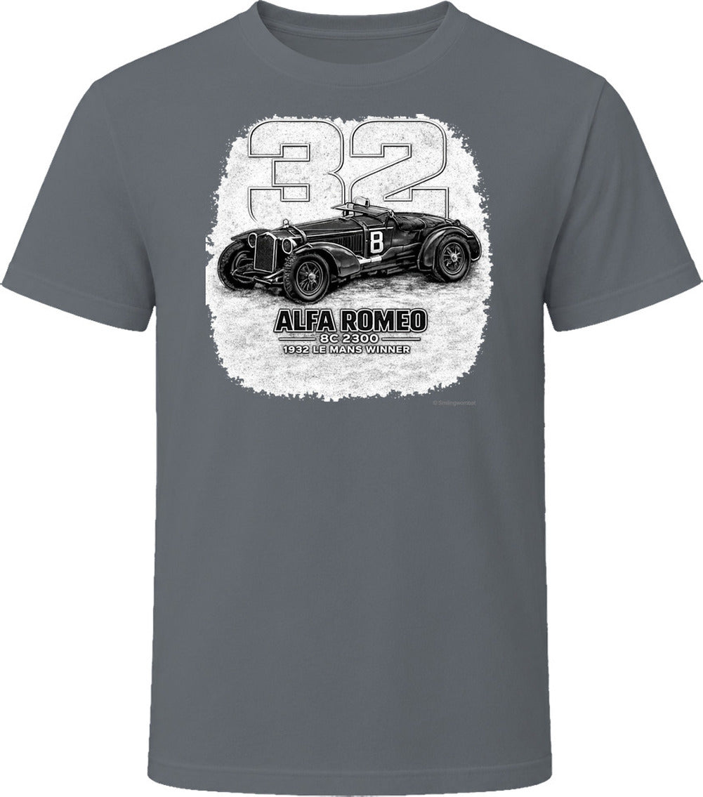 1932 Alfa Romeo vintage car graphic tee in charcoal grey