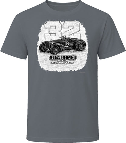 1932 Alfa Romeo vintage car graphic tee in charcoal grey