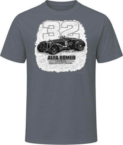 1932 Alfa Romeo vintage car graphic tee in charcoal grey