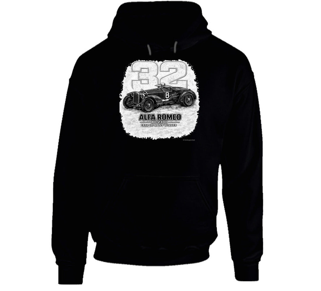 1932 Alfa Romeo distressed graphic pullover hoodie in black