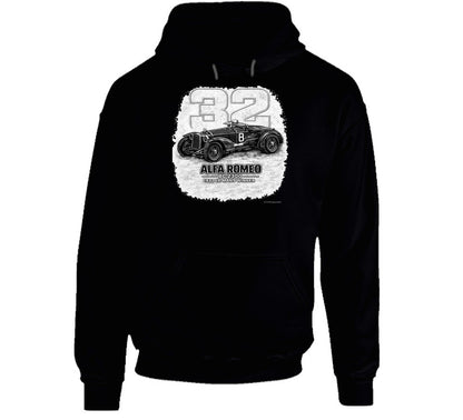 1932 Alfa Romeo distressed graphic pullover hoodie in black