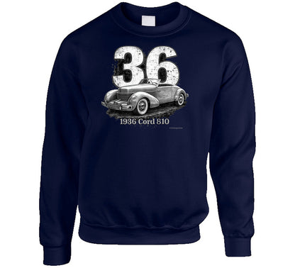 Cord 810 classic car graphic sweatshirt in navy