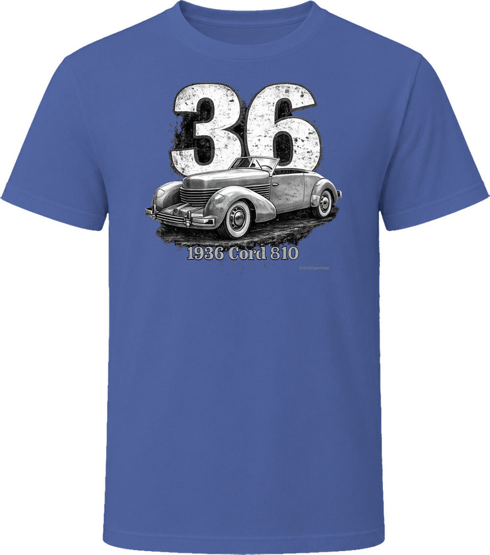 Cord 810 retro racing t-shirt in navy blue