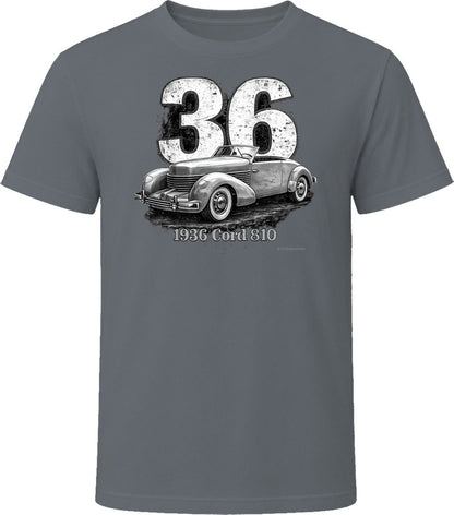 Cord 810 distressed racing graphic t-shirt in charcoal grey