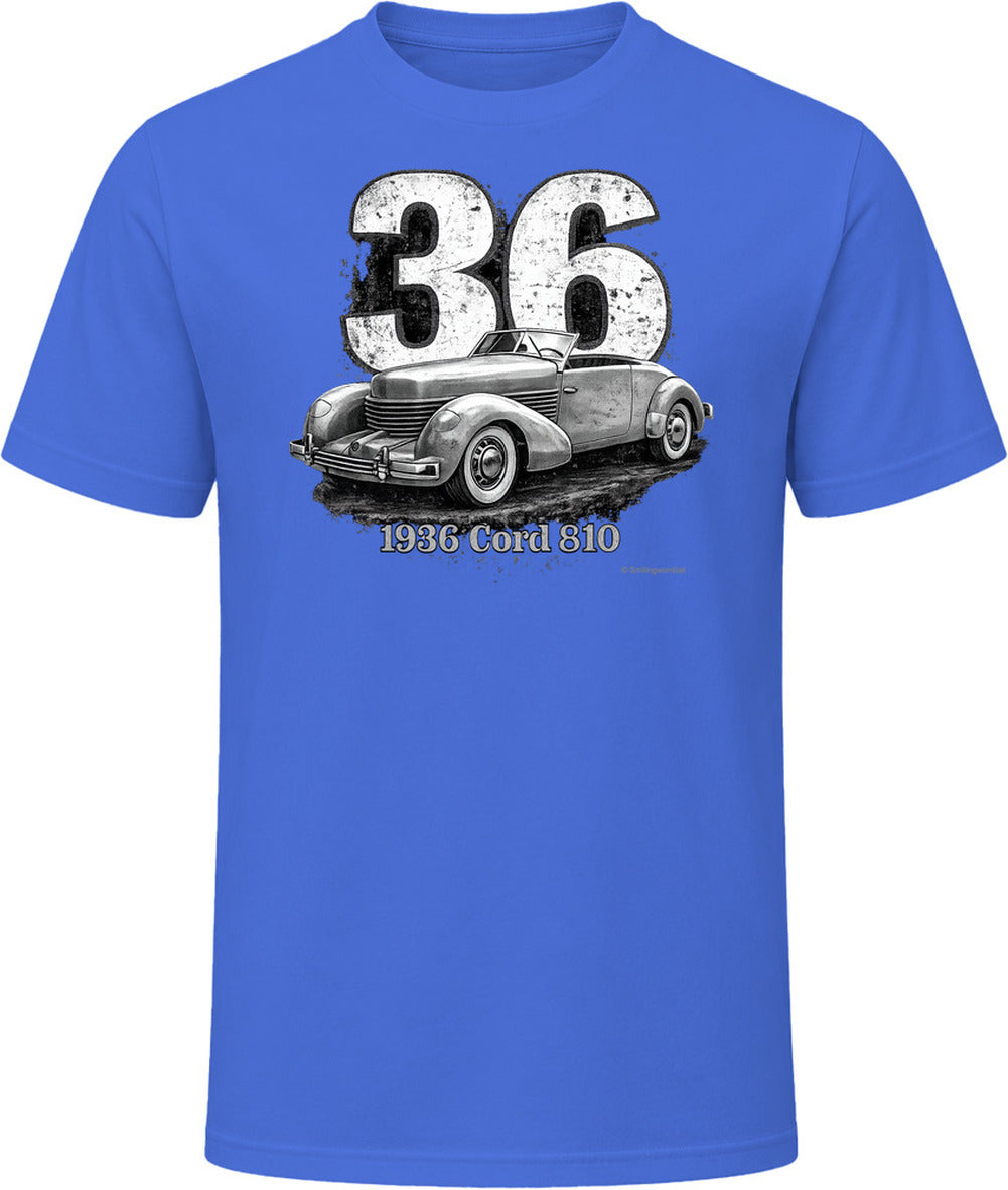 Cord 810 vintage automotive t-shirt in royal blue