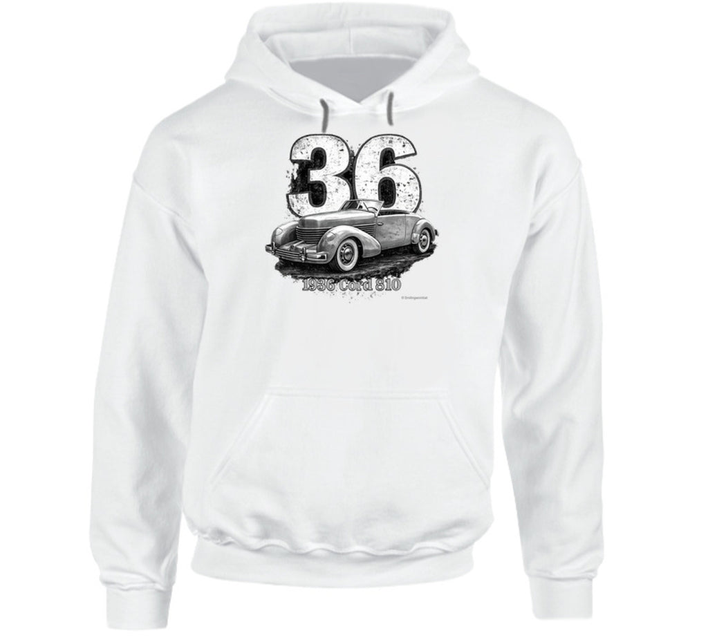 Cord 810 classic car hoodie in white
