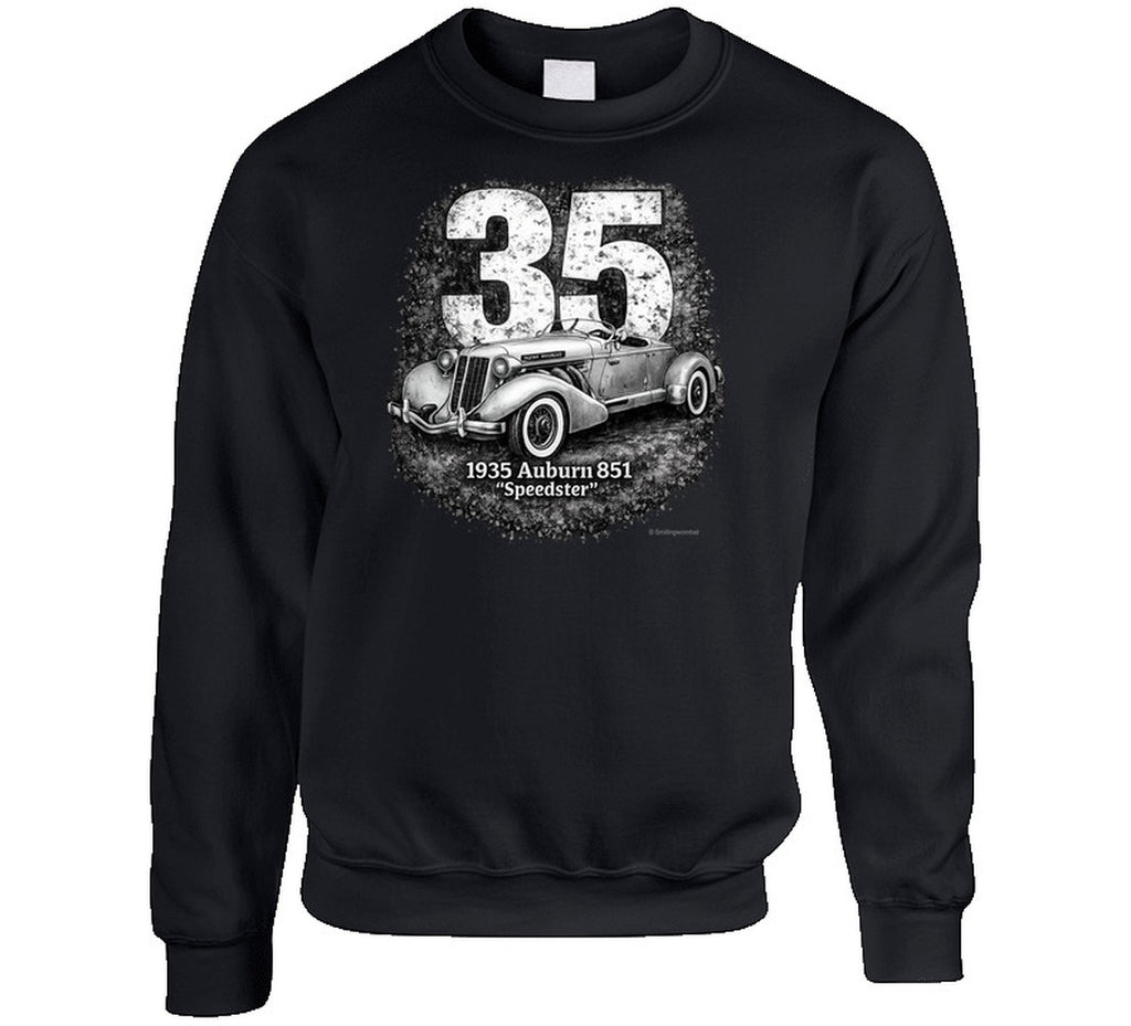 1935 Auburn 851 Speedster retro car graphic sweatshirt in black