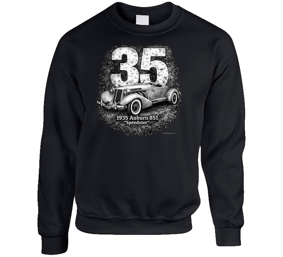 1935 Auburn 851 Speedster retro car graphic sweatshirt in black