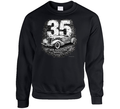 1935 Auburn 851 Speedster retro car graphic sweatshirt in black