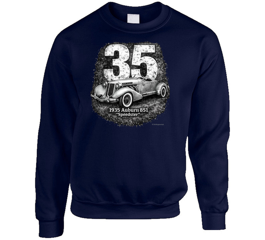 1935 Auburn 851 Speedster classic car graphic sweatshirt in navy