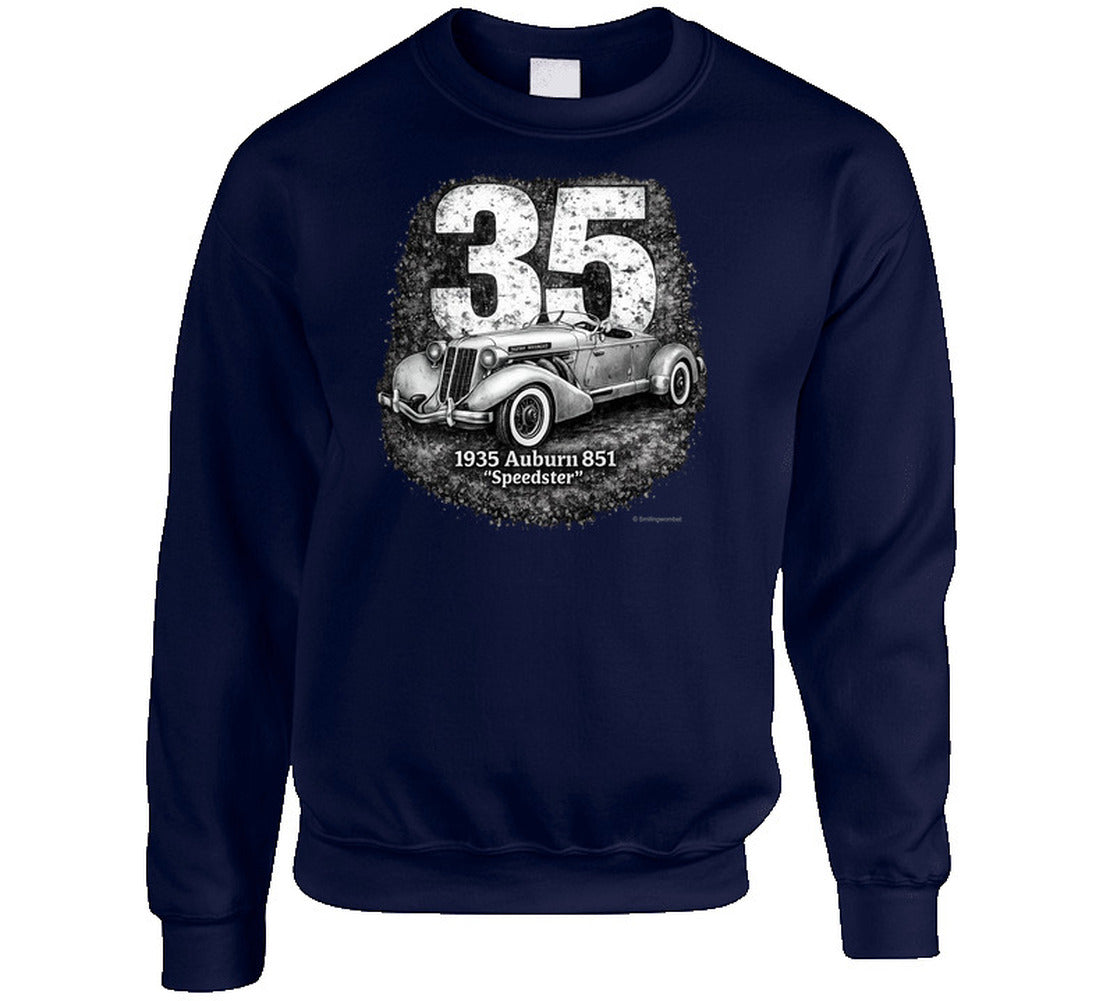 1935 Auburn 851 Speedster classic car graphic sweatshirt in navy