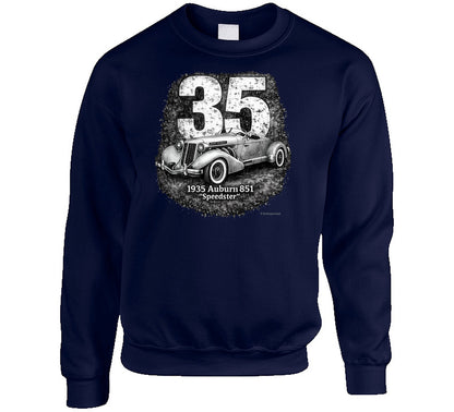 1935 Auburn 851 Speedster classic car graphic sweatshirt in navy