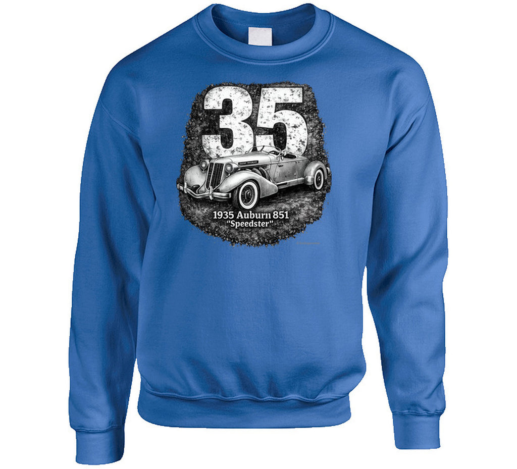 1935 Auburn 851 Speedster vintage car graphic sweatshirt in royal blue