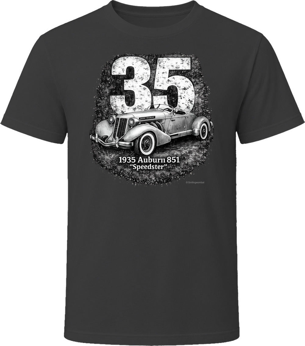 1935 Auburn 851 Speedster retro motorsport graphic T-shirt in black