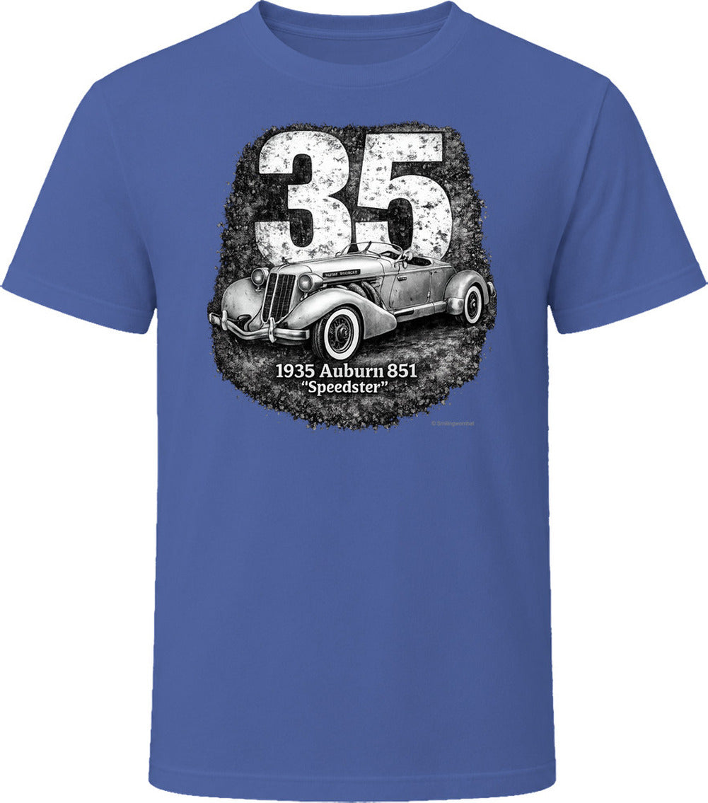 1935 Auburn 851 Speedster classic car graphic T-shirt in navy
