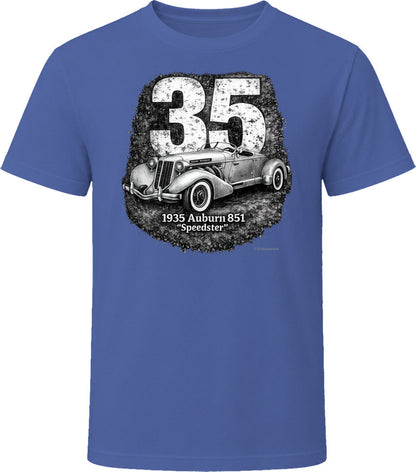 1935 Auburn 851 Speedster classic car graphic T-shirt in navy