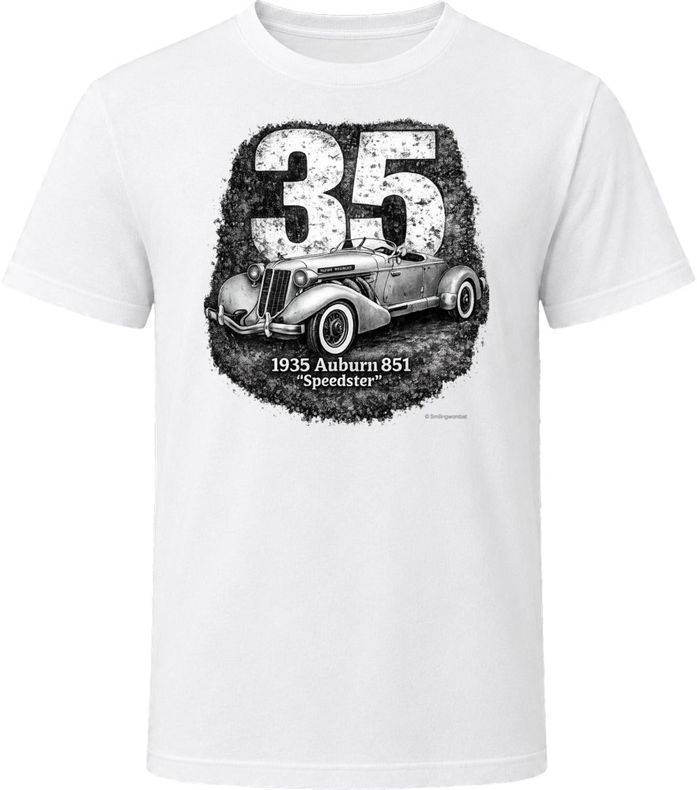 1935 Auburn 851 Speedster distressed vintage graphic T-shirt in white