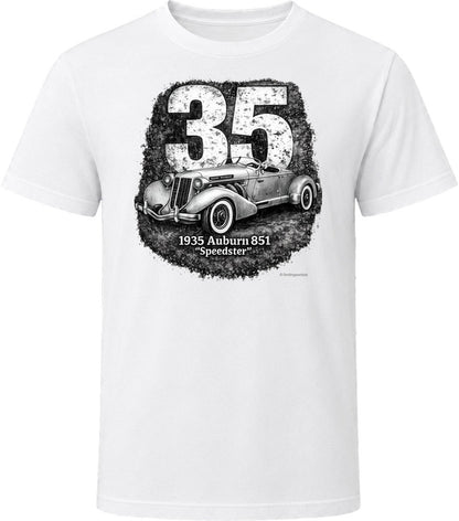 1935 Auburn 851 Speedster distressed vintage graphic T-shirt in white