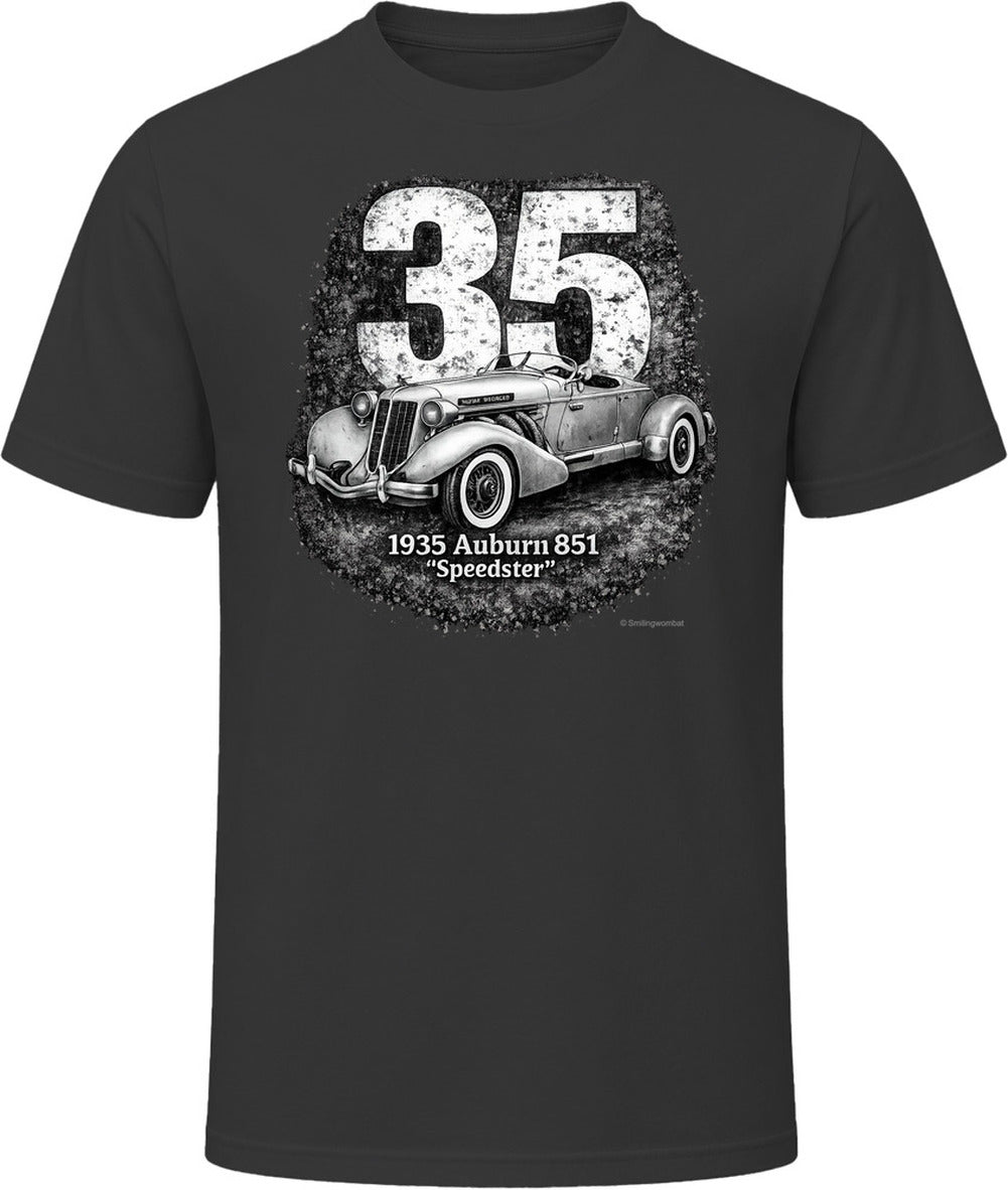 1935 Auburn 851 Speedster retro motorsport graphic T-shirt in black