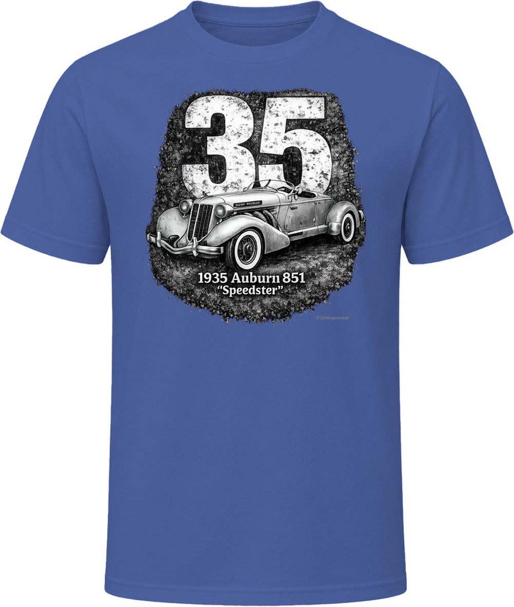 1935 Auburn 851 Speedster classic car graphic T-shirt in navy