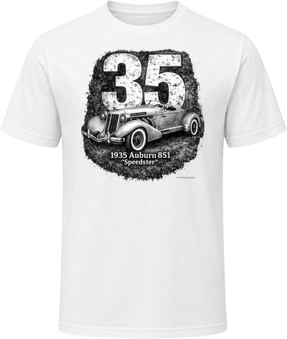 1935 Auburn 851 Speedster distressed vintage graphic T-shirt in white