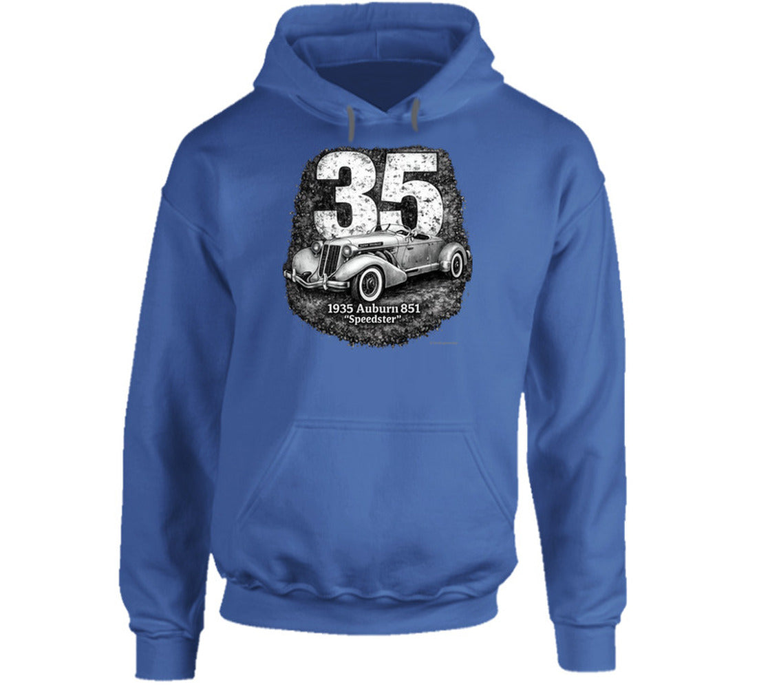 1935 Auburn 851 Speedster classic car graphic hoodie in navy