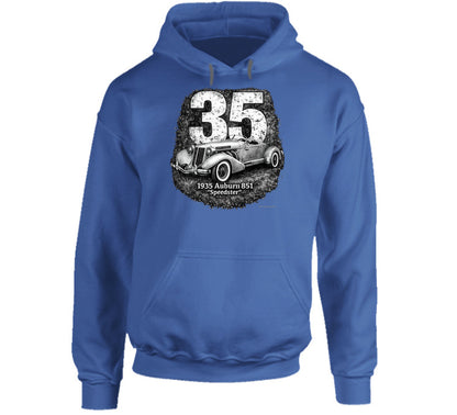 1935 Auburn 851 Speedster classic car graphic hoodie in navy