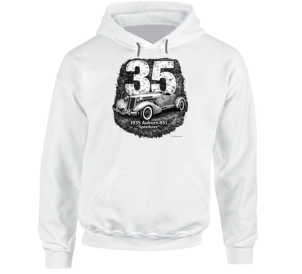 1935 Auburn 851 Speedster vintage car graphic hoodie in white