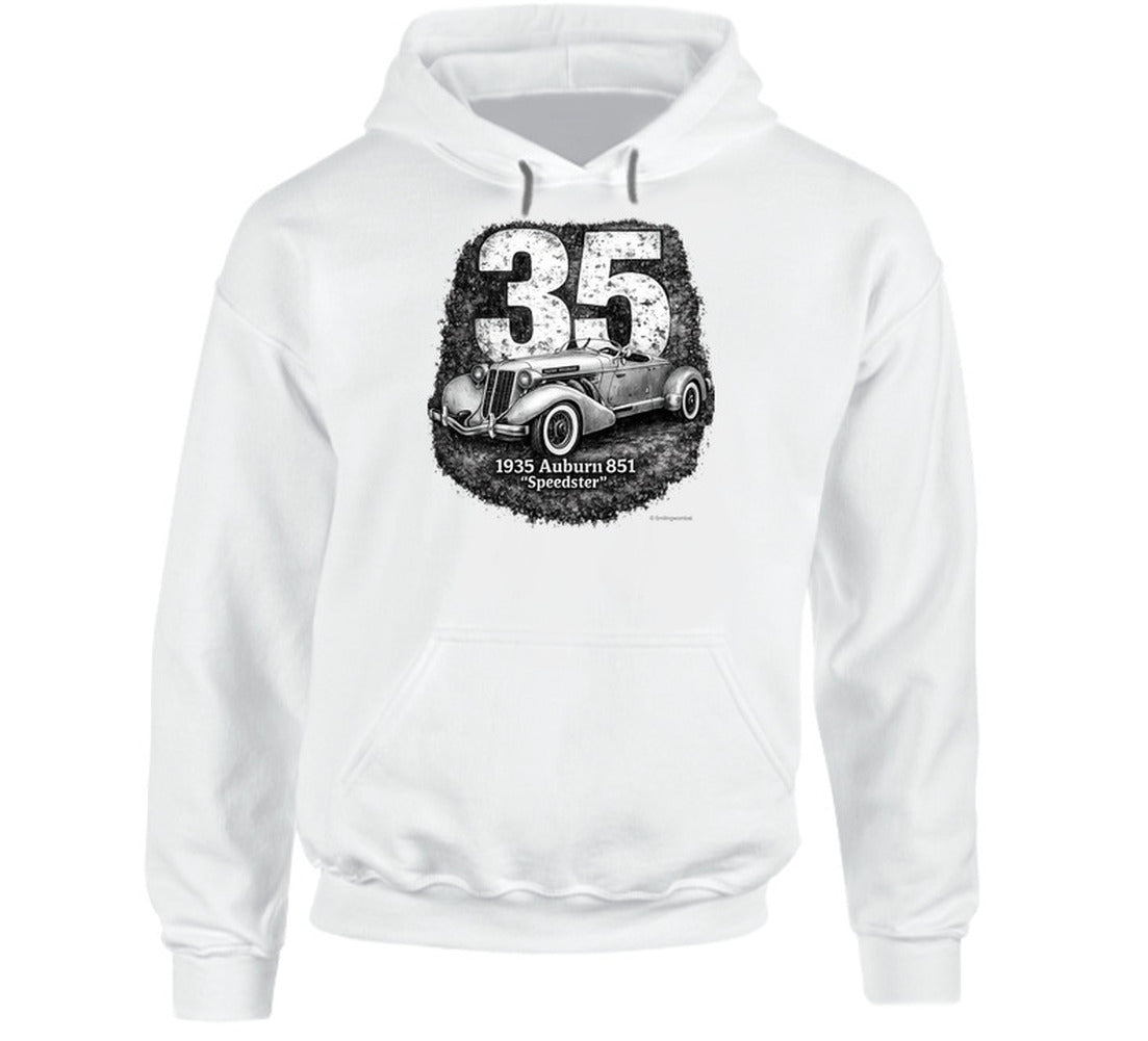 1935 Auburn 851 Speedster vintage car graphic hoodie in white