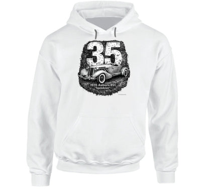 1935 Auburn 851 Speedster vintage car graphic hoodie in white