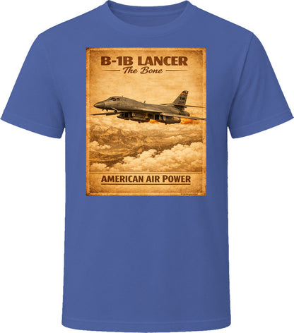 B-1B Lancer The Bone American Air Power vintage distressed graphic T-shirt in navy by Smiling Wombat