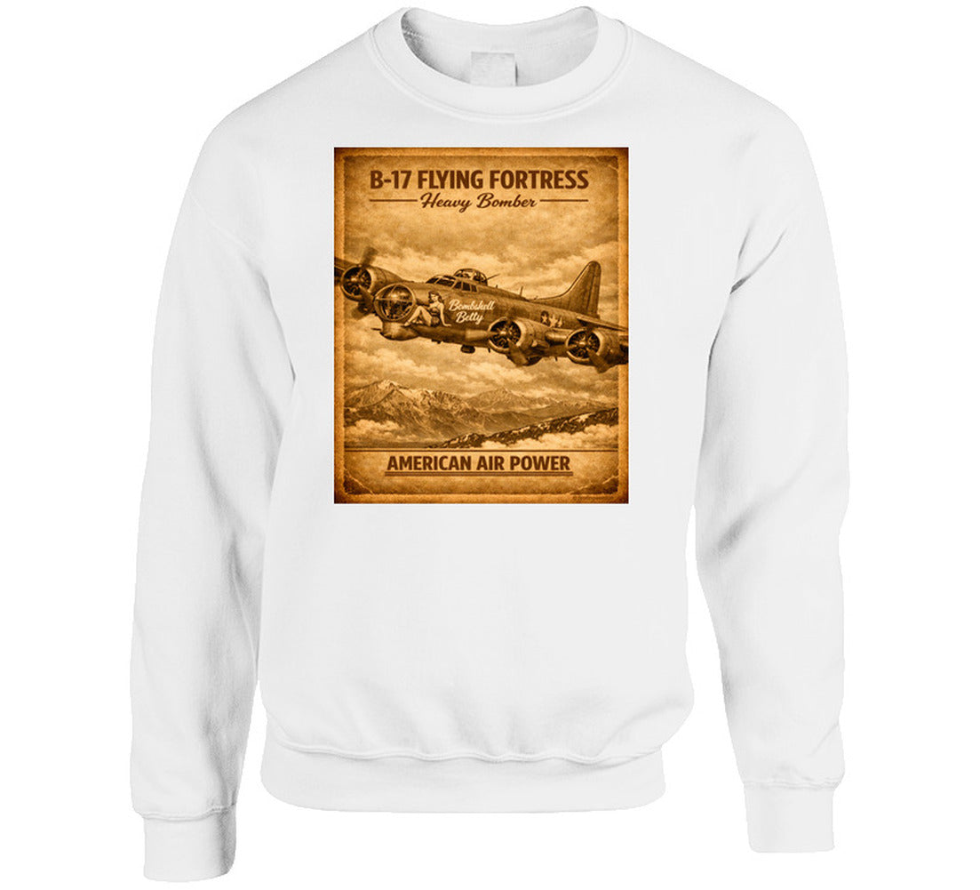 B-17 Flying Fortress WWII Bomber White Crewneck Sweatshirt – Smiling Wombat