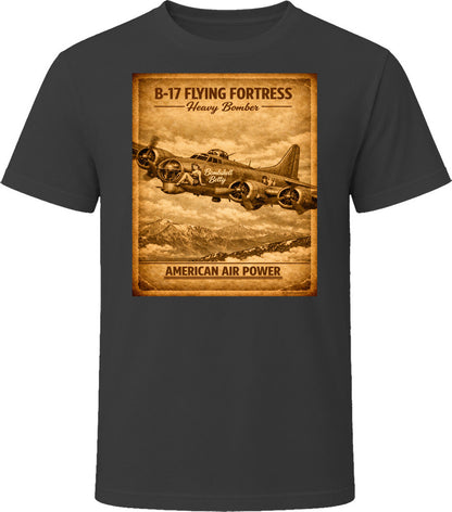 B-17 Flying Fortress Distressed Vintage Graphic Black T-Shirt – Smiling Wombat