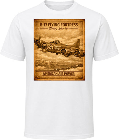 B-17 Flying Fortress Bombshell Betty WWII Bomber White T-Shirt – American Air Power