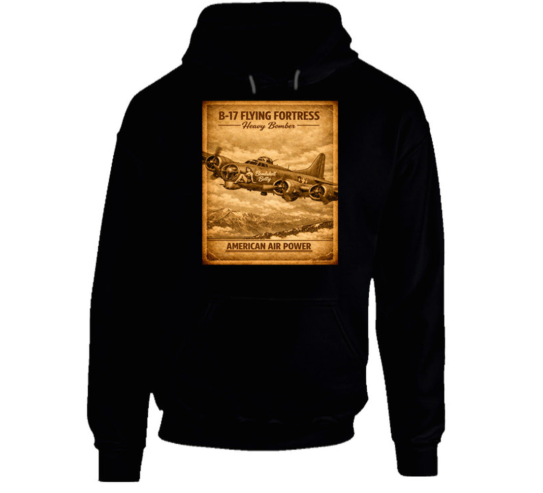 B-17 Heavy Bomber Vintage Graphic Black Hoodie – American Air Power Collection
