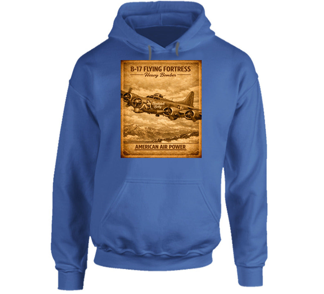 B-17 American Air Power Distressed Charcoal Grey Pullover Hoodie