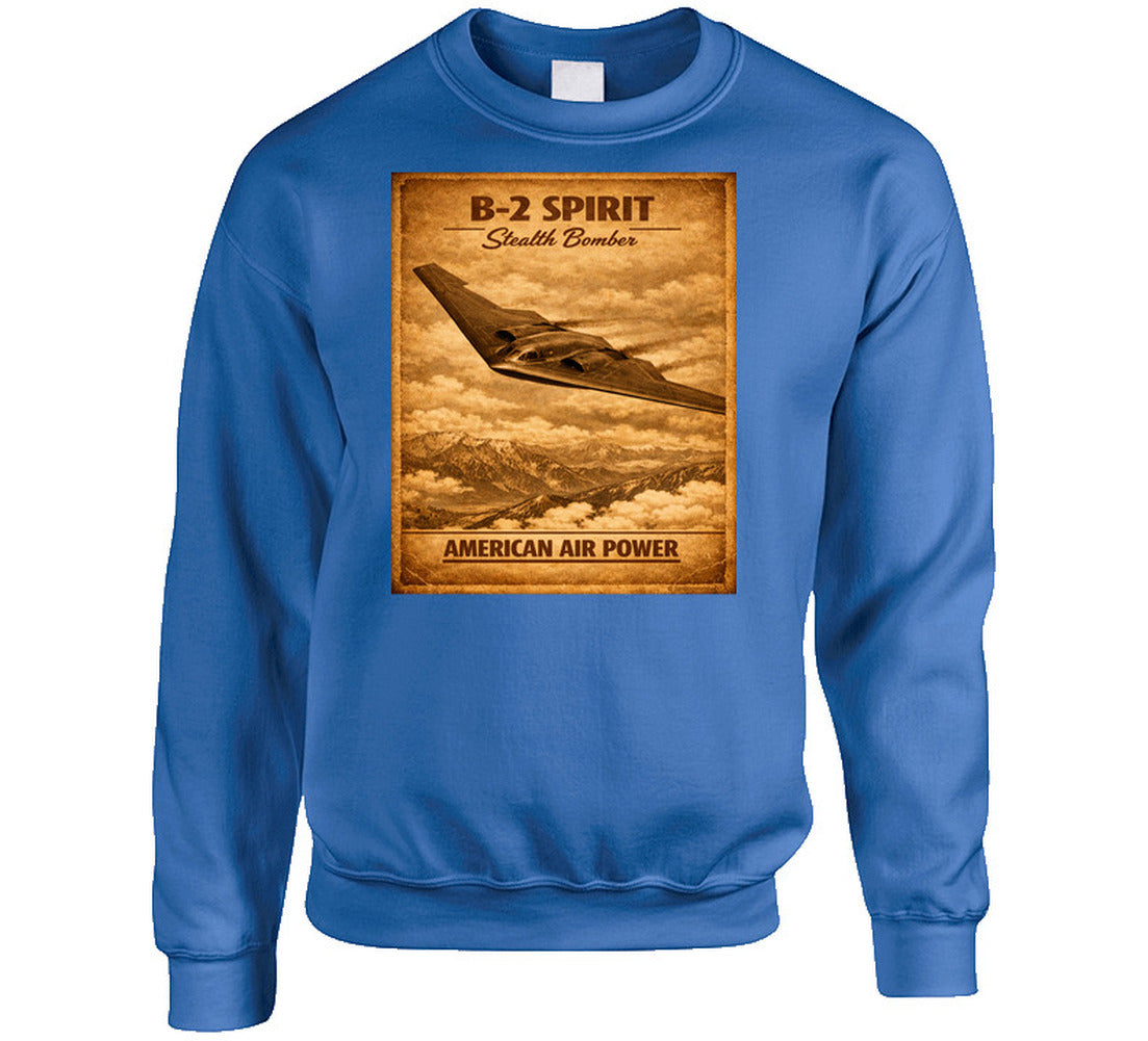 B-2 Spirit Stealth Bomber royal blue sweatshirt American Air Power collection