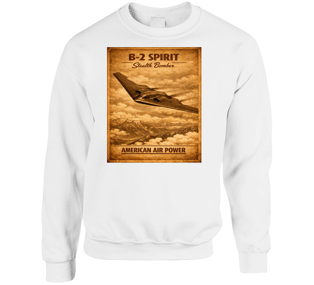 B-2 Spirit Stealth Bomber white sweatshirt American Air Power distressed graphic