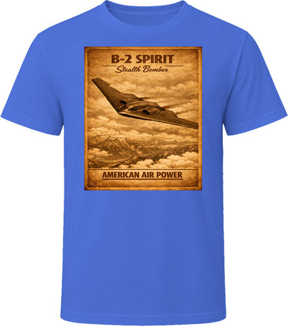 B-2 Spirit Stealth Bomber royal blue t-shirt vintage bomber graphic tee