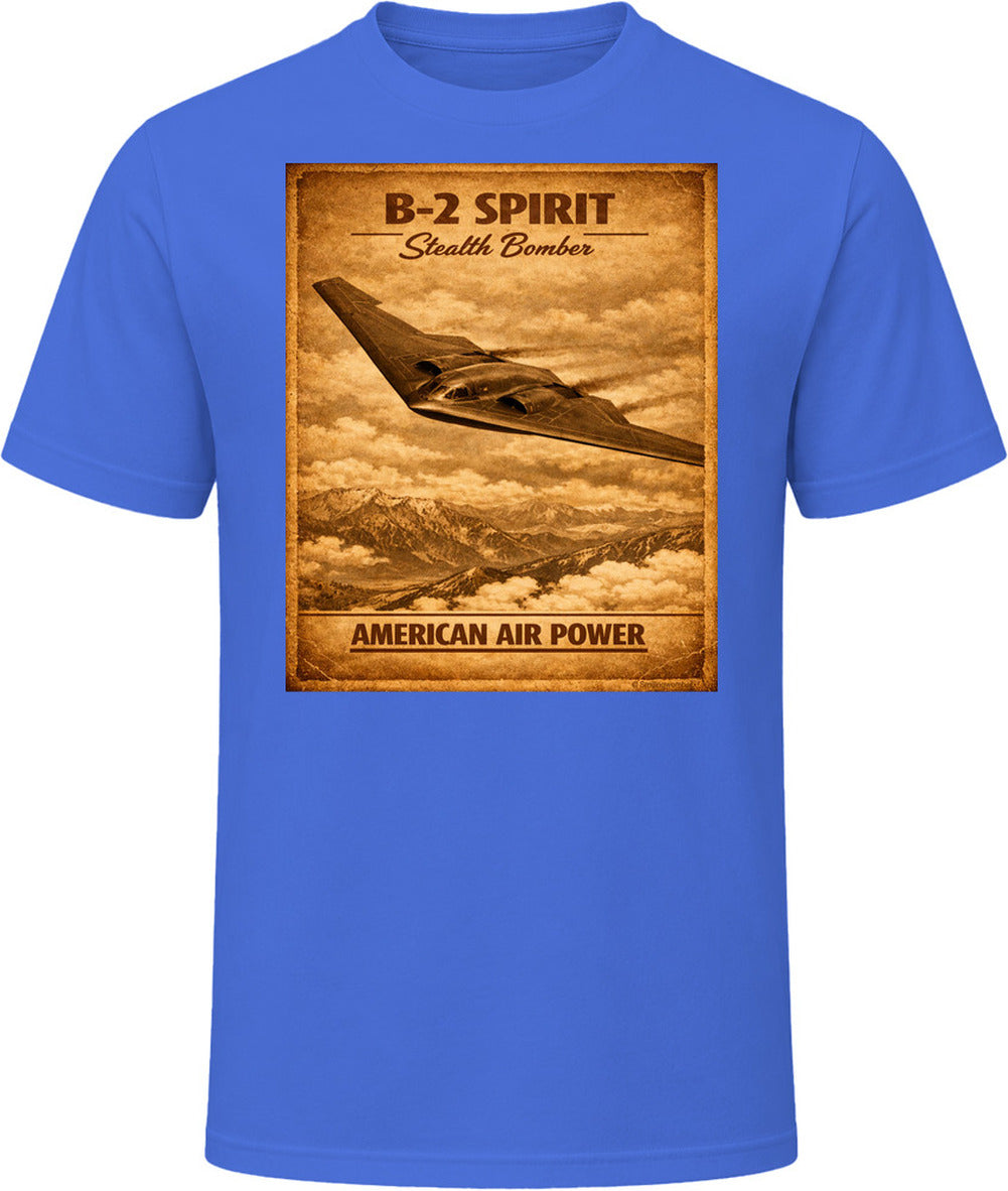 B-2 Spirit Stealth Bomber royal blue t-shirt vintage bomber graphic tee