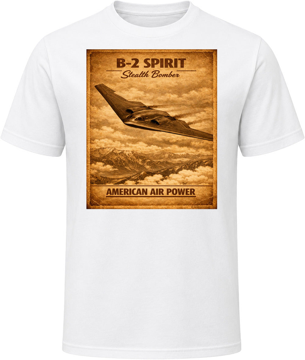 B-2 Spirit Stealth Bomber white t-shirt distressed vintage American Air Power graphic