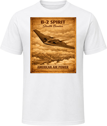 B-2 Spirit Stealth Bomber white t-shirt distressed vintage American Air Power graphic